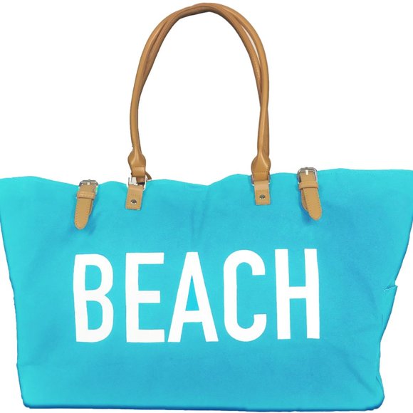 KEHO "Beach Vibes" Large Beach Bag/Tote (Light Blue) - Picture 6 of 7